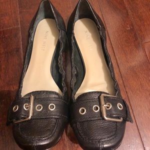 Nine West black flats with silver buckles size 7.5